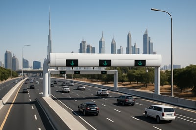 Modern Dubai highway with efficient toll gate systems