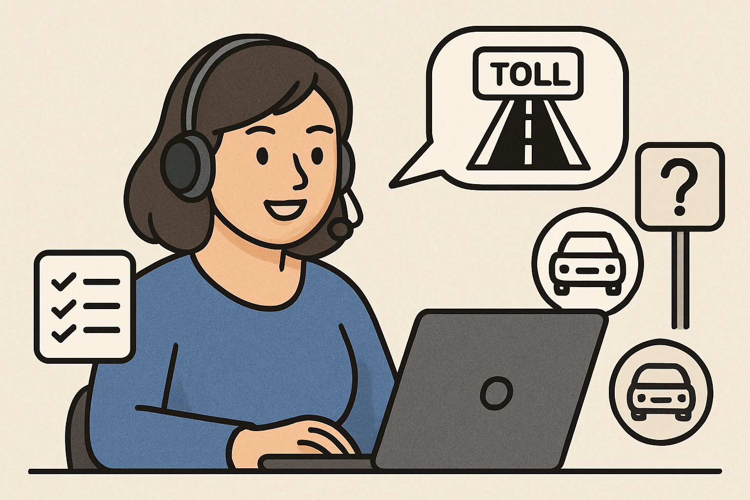 Customer support agent assisting with toll road inquiries